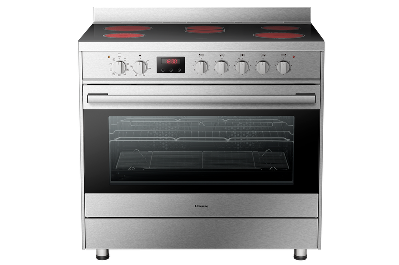 Hisense 90cm 5 Plate Ceran Top Free Standing Electric Stove - S/Steel-HFEC90545X