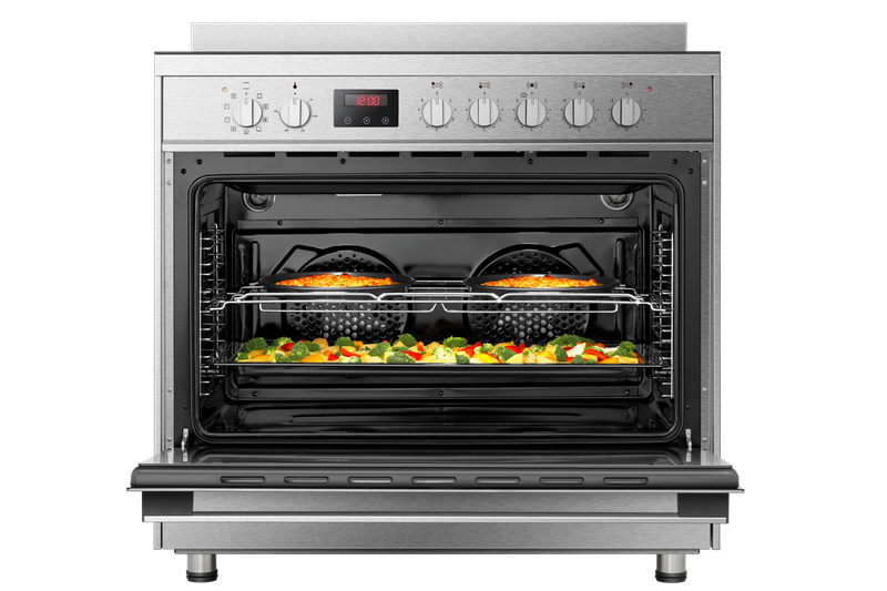 Hisense 90cm 5 Plate Ceran Top Free Standing Electric Stove - S/Steel-HFEC90545X