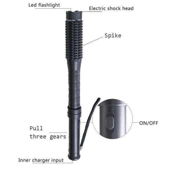 1109 Stun Gun | Aluminium Alloy Rechargeable Stun Gun with Torch | 1300000V
