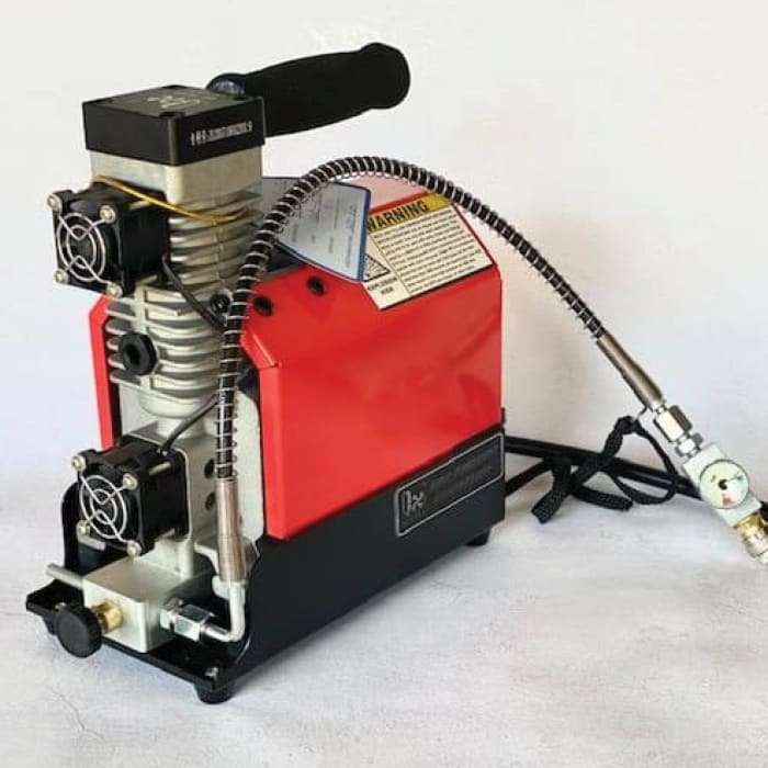 12V/220V MOBILE MINI HIGH PRESSURE COMPRESSOR FOR PCP AIRGUNS  AIR COOLED ONLY (RED)