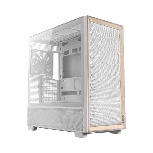 Antec FLUX Mid-Tower E-ATX Gaming Chassis Wood Front Panel  White