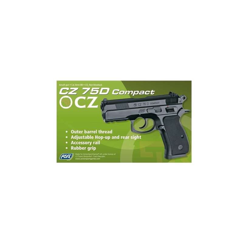 ASG CZ75 D Compact Gas Gun Combo (Semi Auto|NBB|CO2|17 Rounds|380 FPS|2.4J|4.5mm BB) 16086