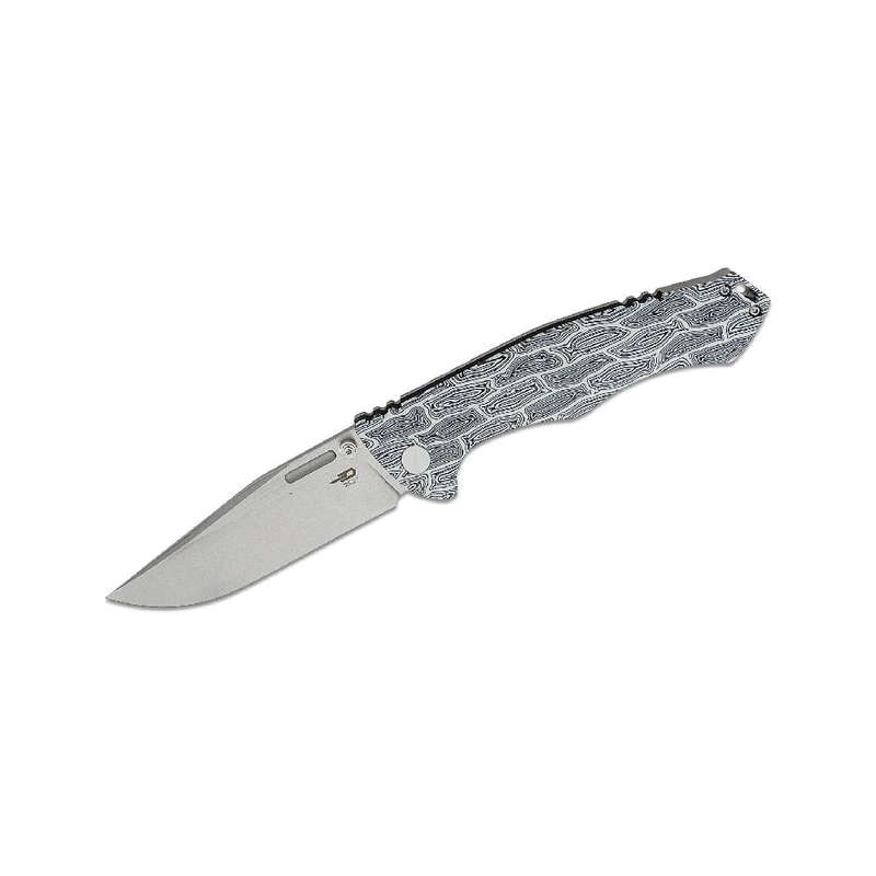 BESTECH Keen II Black and White Damascus Folding Knife  BT2301C
