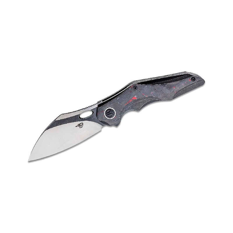 BESTECH Nogard Black Titanium and Red Marbled Carbon Fibre Handle Knife  BT2105D