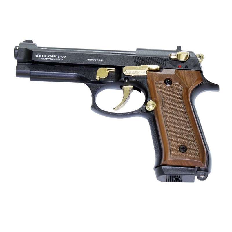 Blow F92 Black And Gold Blank/Pepper Gun (Semi Auto|15+1|9mm PAK)