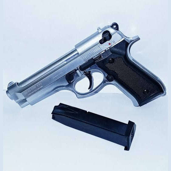 Blow F92 Mat Chrome Blank/Pepper Gun (Semi Auto|15+1|9mm PAK)