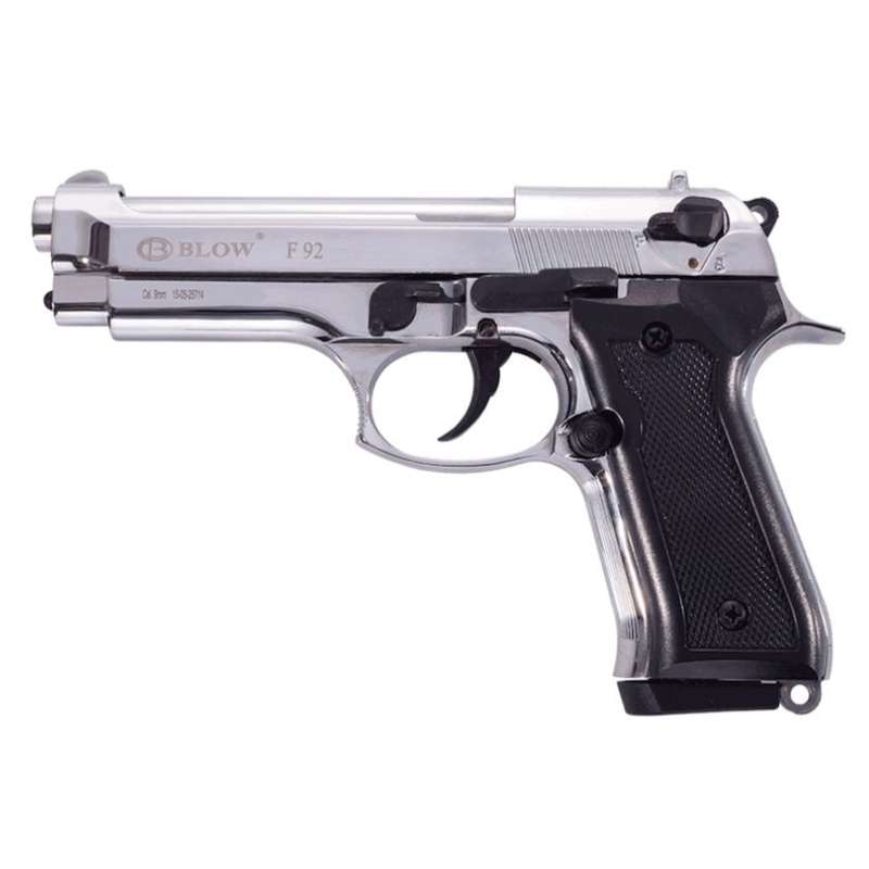 Blow F92 Shiny Chrome Blank/Pepper Gun (Semi Auto|15+1|9mm PAK)