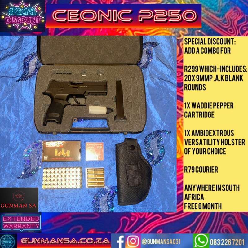 Ceonic P250 Black Blank/Pepper Gun (Semi Auto|14+1|9mm PAK)