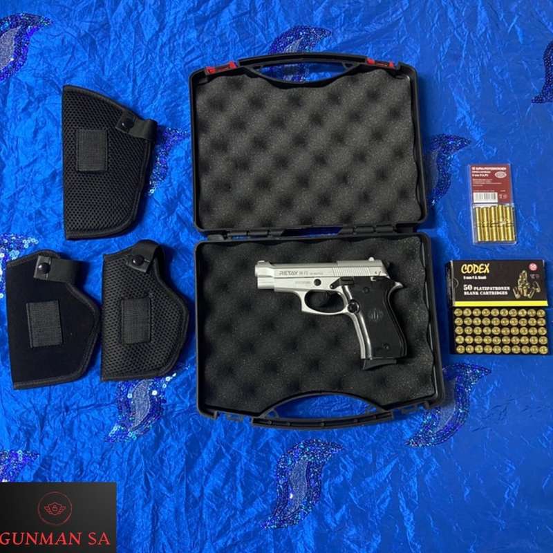 Retay 84 FS Mat Chrome Blank/Pepper Gun (Semi Auto|7+1|9mm PAK)