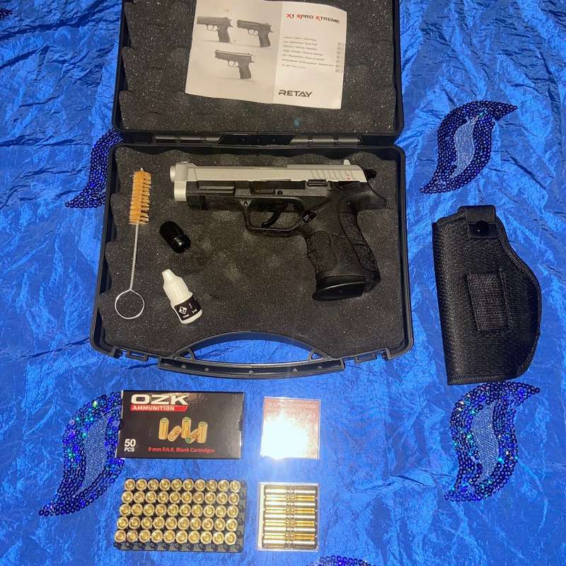 Retay XPRO Mat Chrome Blank/Pepper Gun (Semi Auto|14+1|9mm PAK)