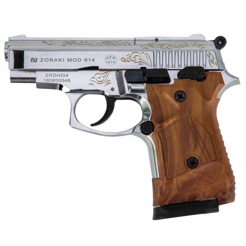 Zoraki Mod 914-T Mat Chrome Blank/Pepper Gun (Semi Auto|14+1|9mm PAK)
