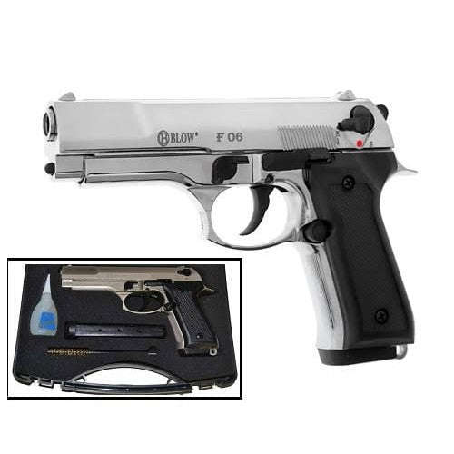 Blow F06 Mat Chrome Blank/Pepper Gun (Semi Auto|15+1|9mm PAK)