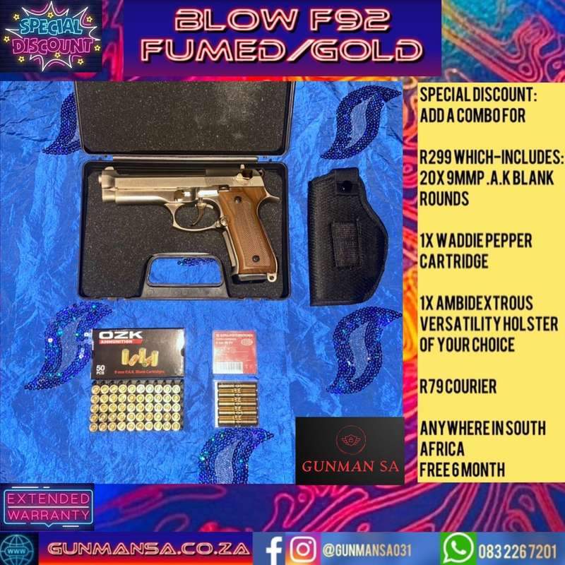 Blow F92 Fumed/Gold Blank/Pepper Gun (Semi Auto|15+1|9mm PAK)