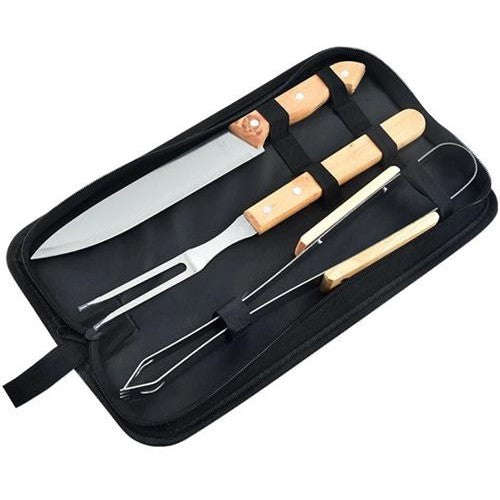 Casey 3pc Wooden Handle Braai Set - Premium Grilling Tools