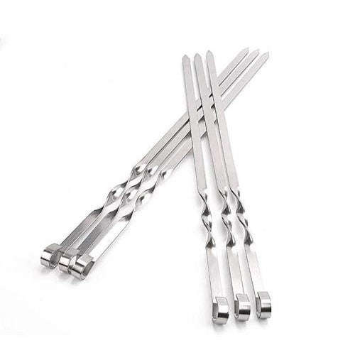 Durable 45cm Stainless Steel BBQ Kebab Skewers - 6 Pack