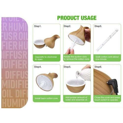 Casey Ultrasonic Aroma Humidifier - Light Hollow Wood Grain Design