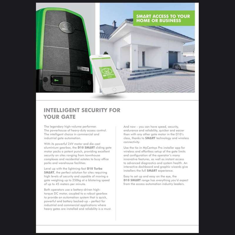 Centurion D10 Smart Sliding Gate Motor - 24VDC, 1000kg Capacity