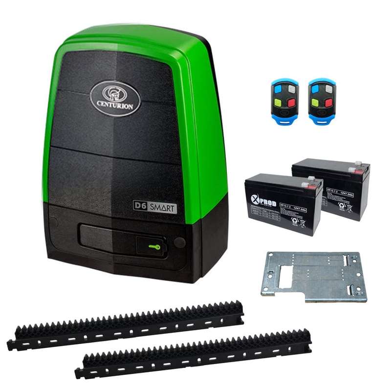 Centurion D6 SMART Sliding Gate Kit with 2xTx4, 4m Rack & Battery
