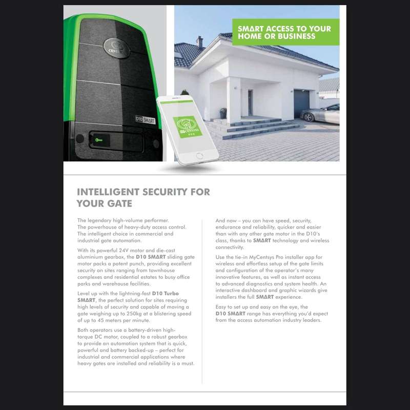 Centurion D20 Smart Sliding Gate Motor - 24VDC, 2000kg Capacity