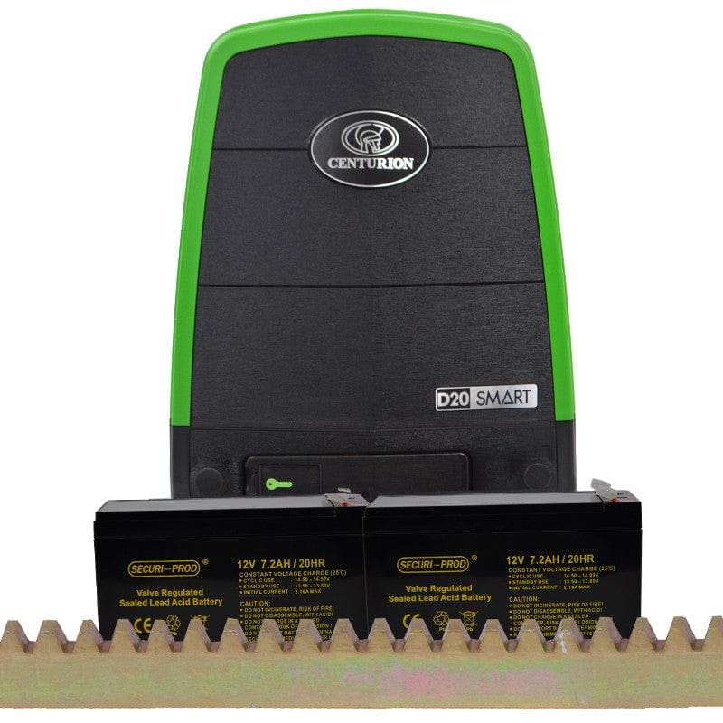 Centurion D20 Smart 24VDC Sliding Gate Motor Kit: Steel Rack & Batteries