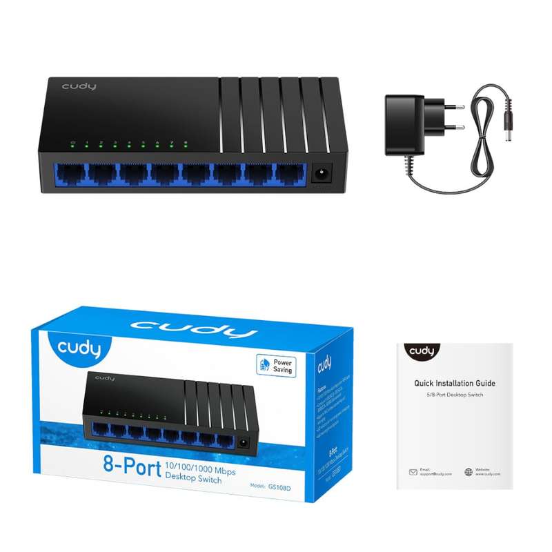 Cudy 8-Port Gigabit Desktop Switch  High-Speed Network Connectivity