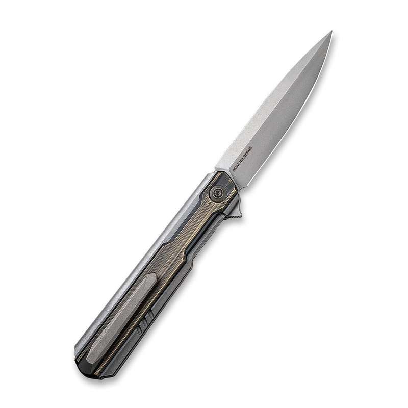 WEKNIFE Peer Flipper Knife Titanium & Brass Handle (3.46" CPM 20CV Blade) 2015E