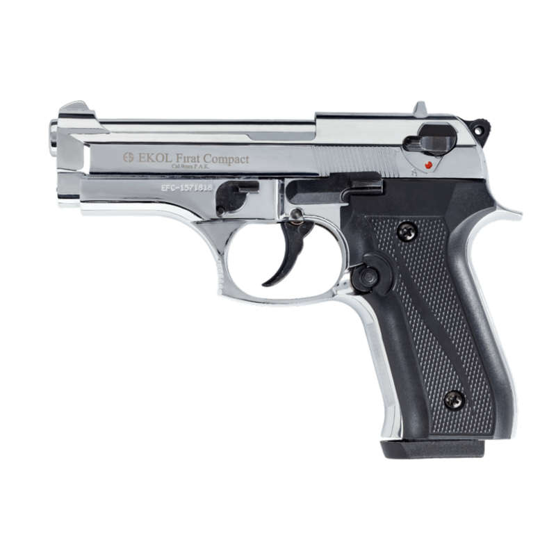 Ekol Firat Compact Shiny Chrome Blank/Pepper Gun (Semi Auto|15+1|9mm PAK)