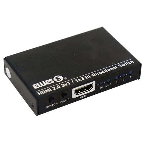 Ellies 3 Port Bi-Directional HDMI Switch  Manage Multiple HDMI Sources Effortlessly