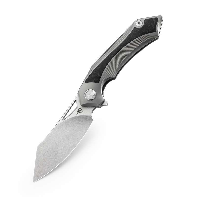 BESTECH KASTA BT1909A Titanium and Marble Carbon Fiber Inlay Handle: 3.46" M390 Knife