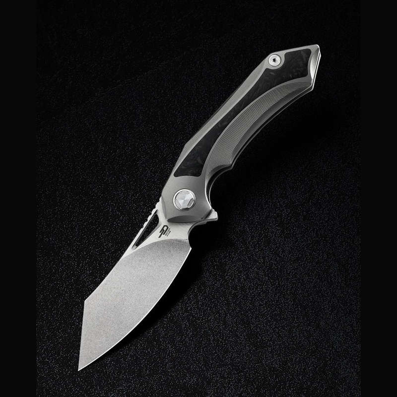 BESTECH KASTA BT1909A Titanium and Marble Carbon Fiber Inlay Handle: 3.46" M390 Knife
