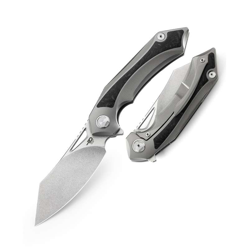 BESTECH KASTA BT1909A Titanium and Marble Carbon Fiber Inlay Handle: 3.46" M390 Knife
