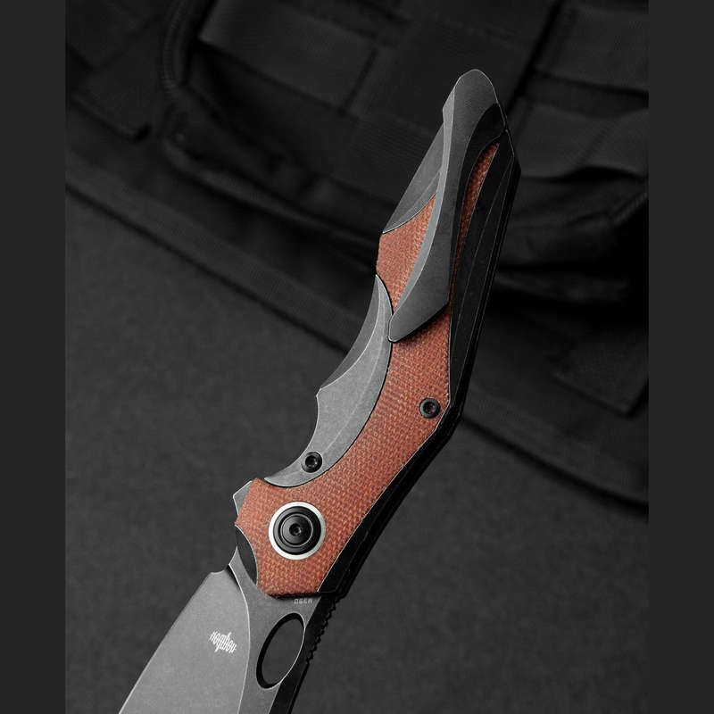 BESTECH NOGARD BT2105E Titanium+Natural Canvas Micarta Inlay Handle: 3.35" M390 Knife
