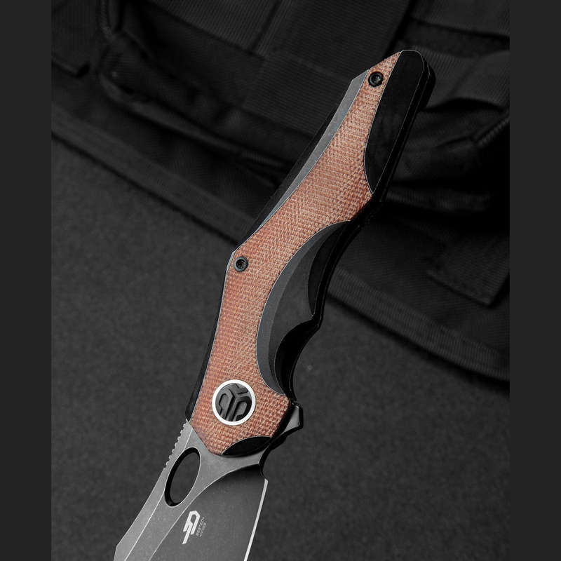BESTECH NOGARD BT2105E Titanium+Natural Canvas Micarta Inlay Handle: 3.35" M390 Knife