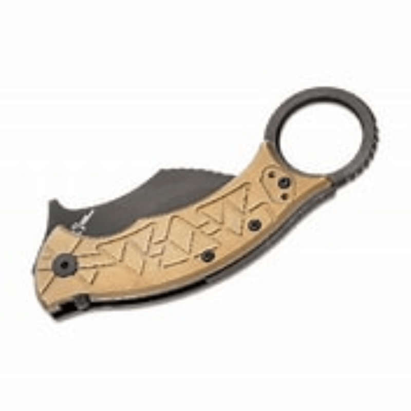 FOX MARCAIDA TRIBAL K FOLDER M390 PVD BLADE TITANIUM BRONZO HANDLE  FX-802 TIPVD Knife