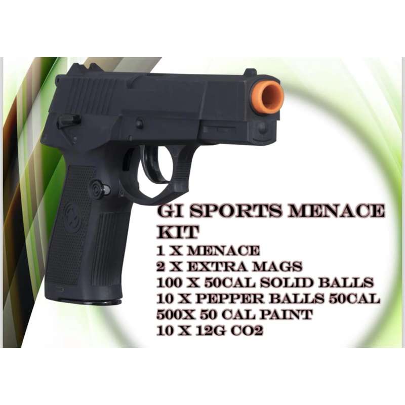 GI Sports Menace Paintball Gas Gun Combo (Semi Auto|NBB|CO2|7 Rounds|350 FPS|~8J|.50 Cal)