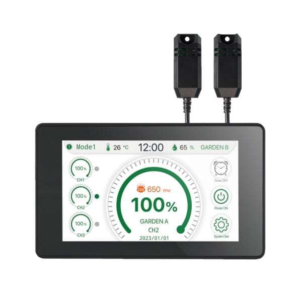 Kingbrite LED Horticulture Light Smart Controller with 2 Temperature and 2 Humidity Sensors - Opt...