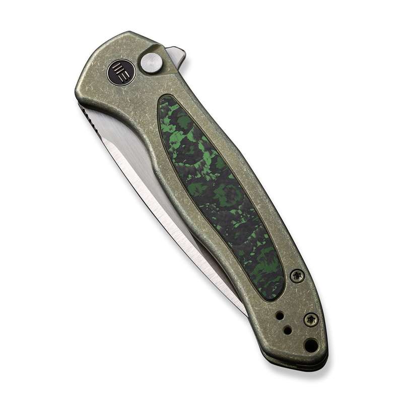WEKNIFE Button Lock Kitefin Flipper Knife Titanium & FatCarbon Fiber Handle (3.22" CPM 20CV Blade...