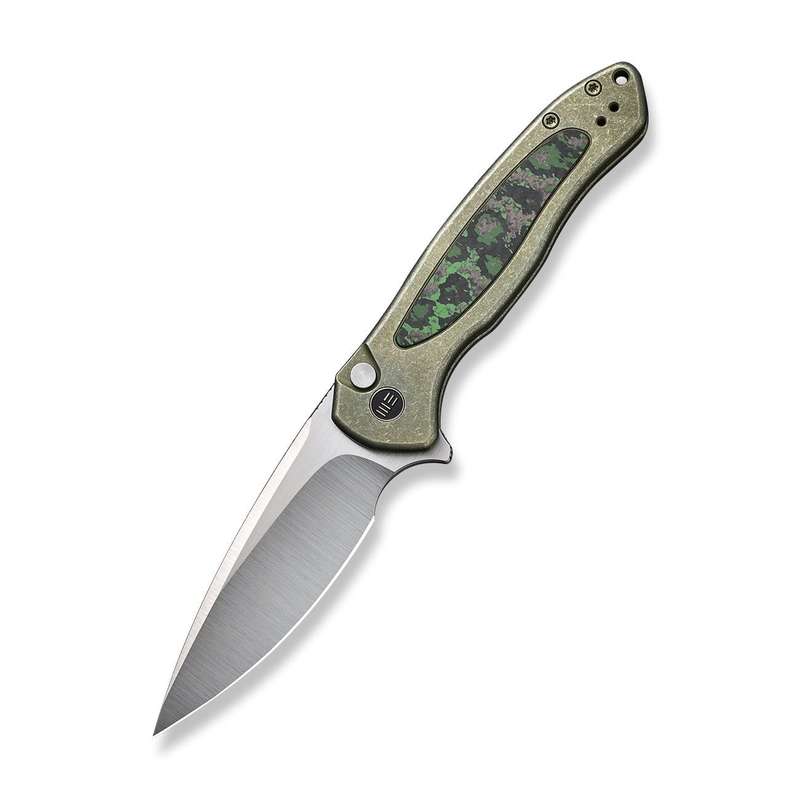 WEKNIFE Button Lock Kitefin Flipper Knife Titanium & FatCarbon Fiber Handle (3.22" CPM 20CV Blade...