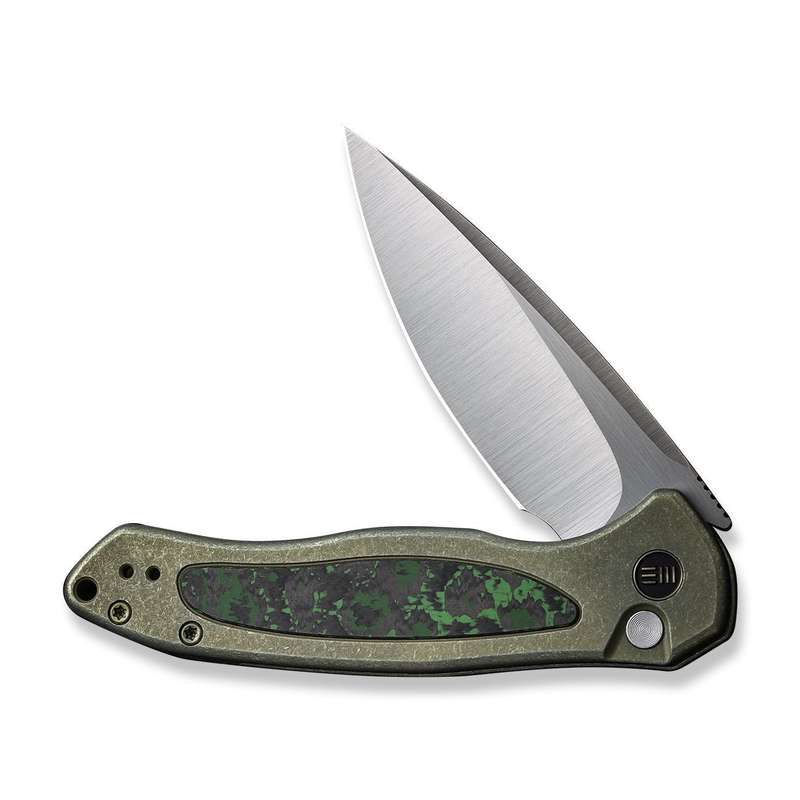 WEKNIFE Button Lock Kitefin Flipper Knife Titanium & FatCarbon Fiber Handle (3.22" CPM 20CV Blade...