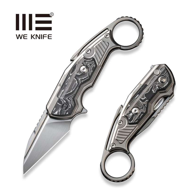WEKNIFE Yardbird Flipper & Button Lock Knife Titanium & Carbon Fiber Handle (2.44" CPM 20CV Blade...