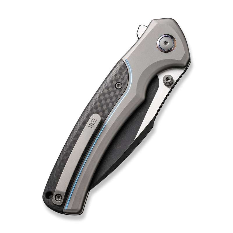 WEKNIFE Ziffius Flipper & Thumb Stud & Button Lock Knife Titanium & Carbon Fiber Handle (3.7" CPM...