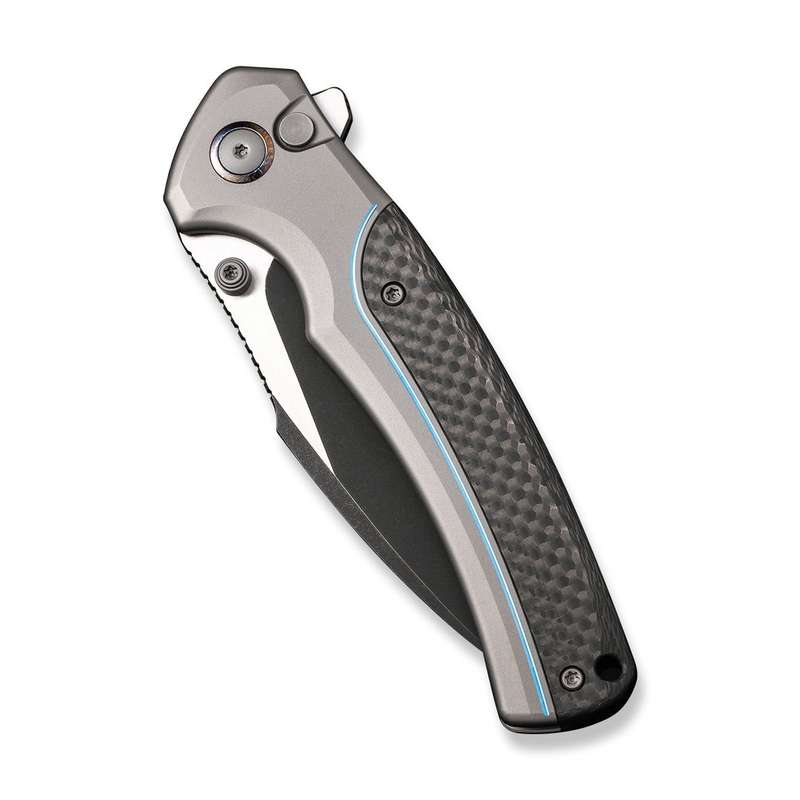 WEKNIFE Ziffius Flipper & Thumb Stud & Button Lock Knife Titanium & Carbon Fiber Handle (3.7" CPM...