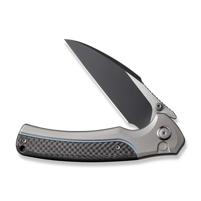 WEKNIFE Ziffius Flipper & Thumb Stud & Button Lock Knife Titanium & Carbon Fiber Handle (3.7" CPM...