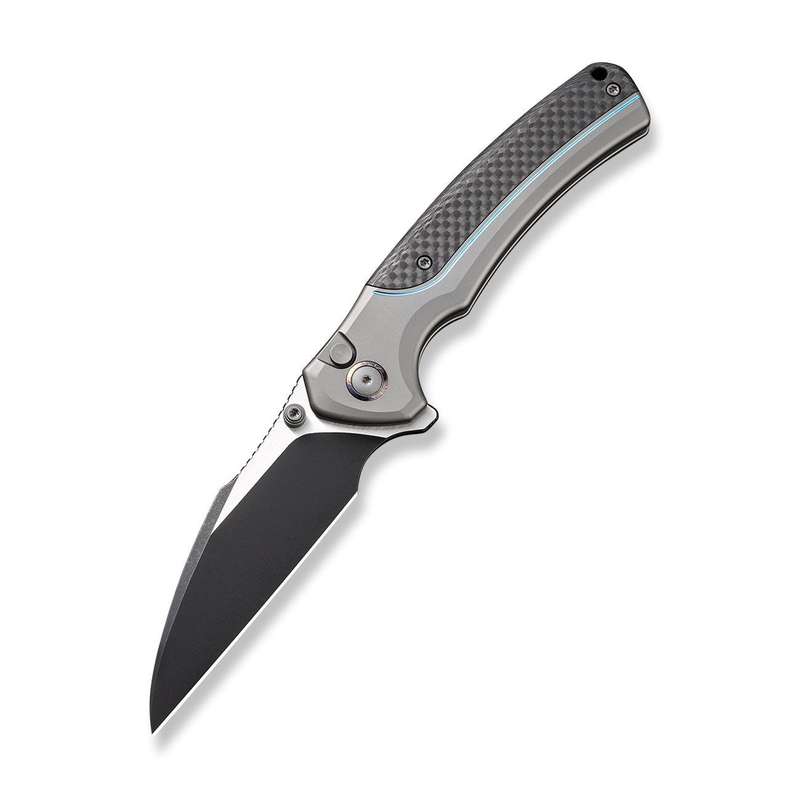 WEKNIFE Ziffius Flipper & Thumb Stud & Button Lock Knife Titanium & Carbon Fiber Handle (3.7" CPM...