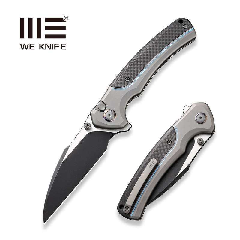 WEKNIFE Ziffius Flipper & Thumb Stud & Button Lock Knife Titanium & Carbon Fiber Handle (3.7" CPM...