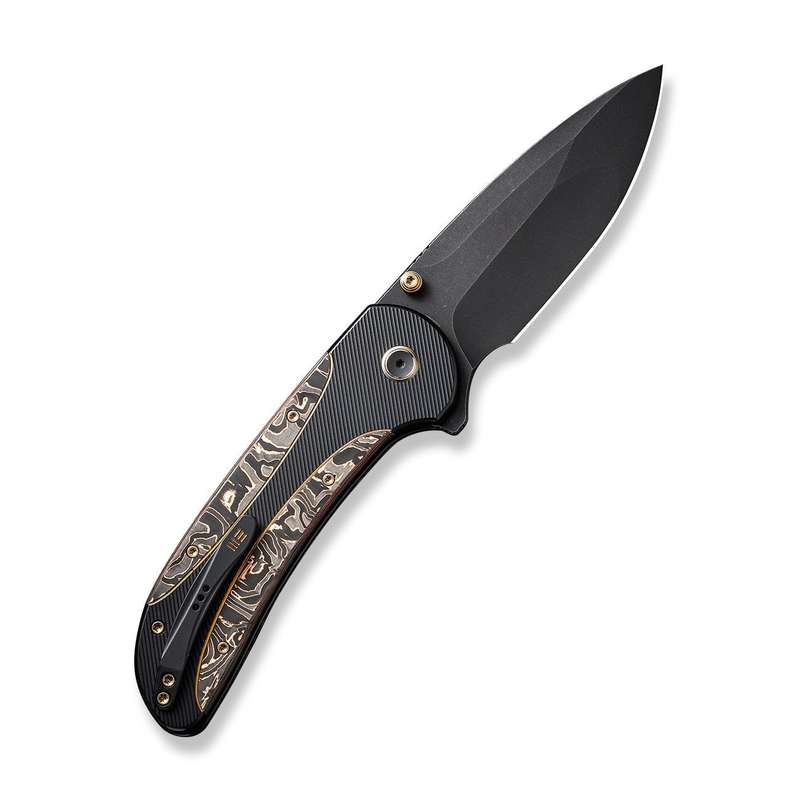 WEKNIFE Zizzit Flipper & Thumb Stud & Button Lock Knife Titanium & Carbon Fiber Handle (3.8" CPM ...