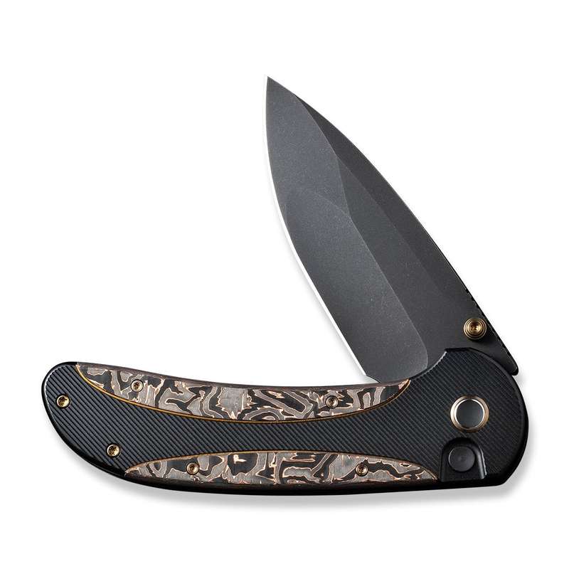 WEKNIFE Zizzit Flipper & Thumb Stud & Button Lock Knife Titanium & Carbon Fiber Handle (3.8" CPM ...