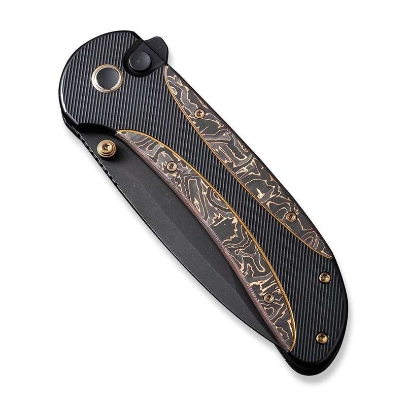 WEKNIFE Zizzit Flipper & Thumb Stud & Button Lock Knife Titanium & Carbon Fiber Handle (3.8" CPM ...