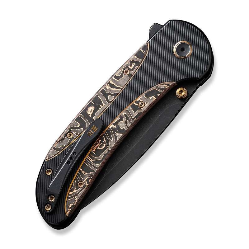 WEKNIFE Zizzit Flipper & Thumb Stud & Button Lock Knife Titanium & Carbon Fiber Handle (3.8" CPM ...