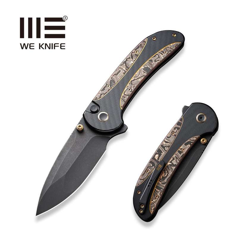 WEKNIFE Zizzit Flipper & Thumb Stud & Button Lock Knife Titanium & Carbon Fiber Handle (3.8" CPM ...